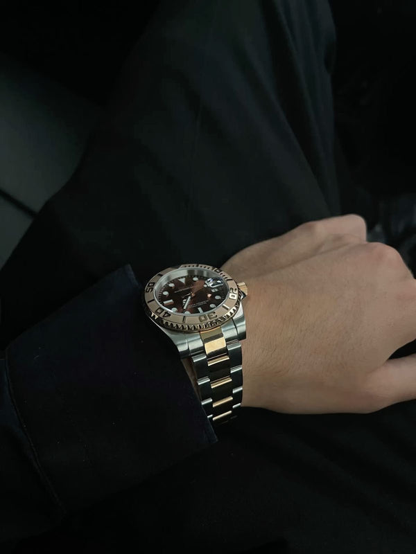 Customer wearing a two-tone dive watch mod